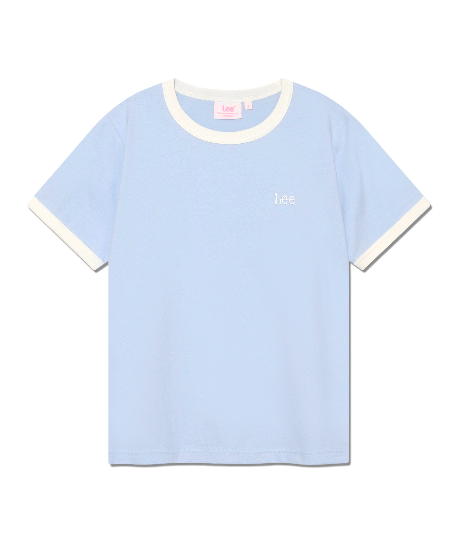 우먼 스탠다드핏 링거 티셔츠 라이트 블루