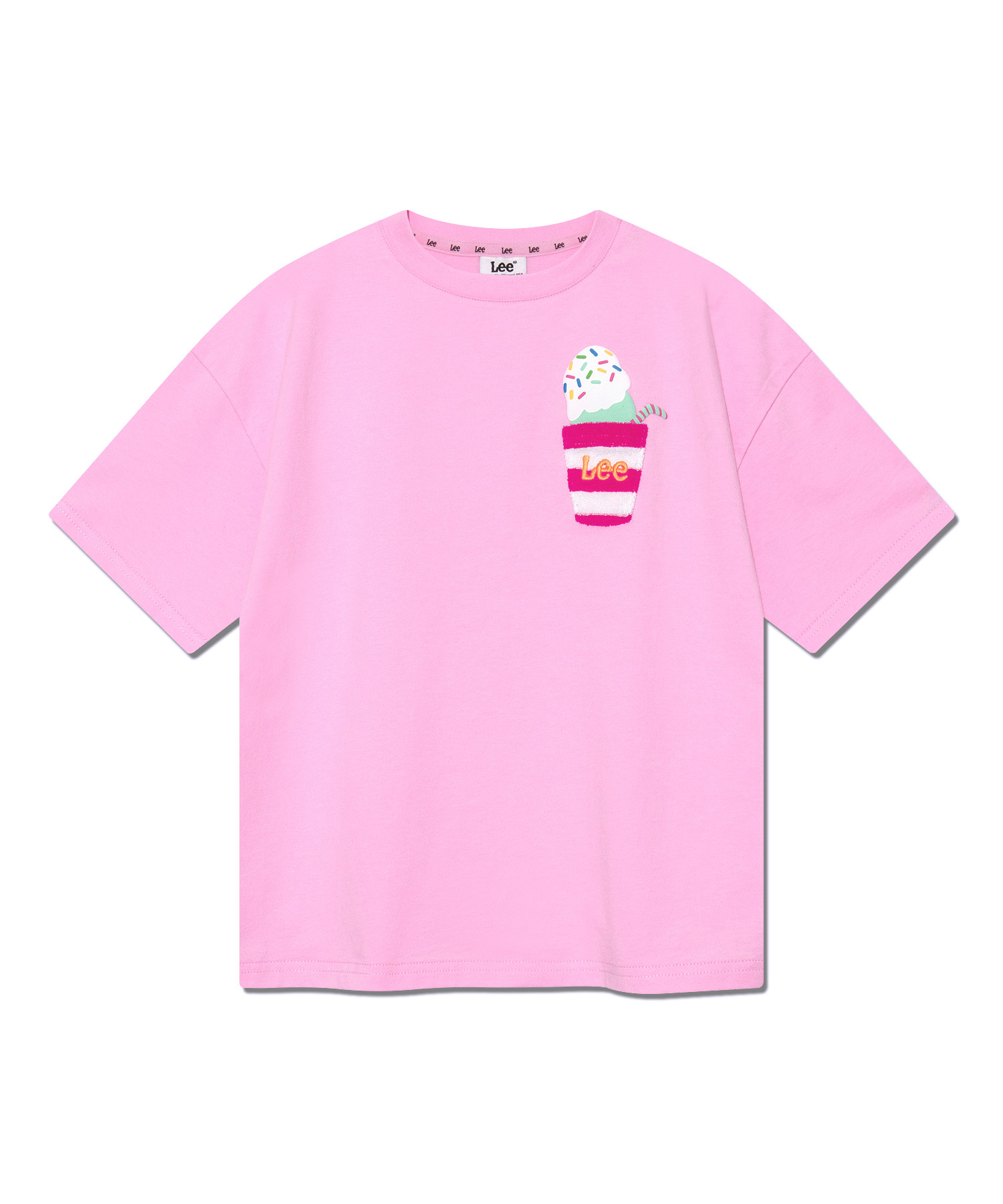 키즈 아이스크림 그래픽 반팔 티셔츠 핑크