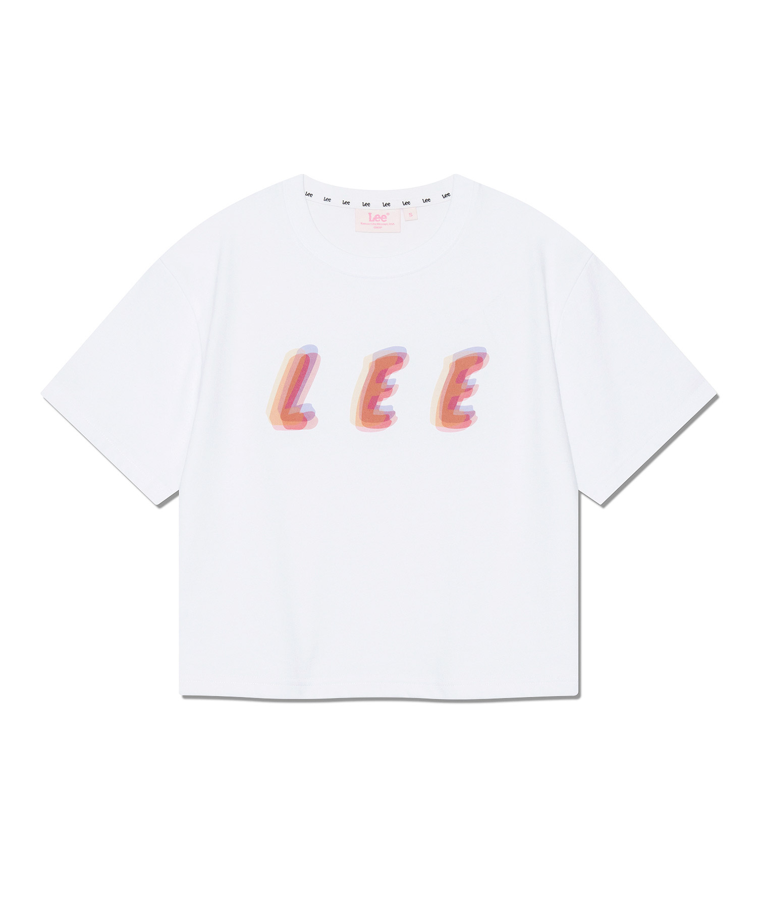 우먼 리 수채화 로고 크롭 티셔츠 화이트