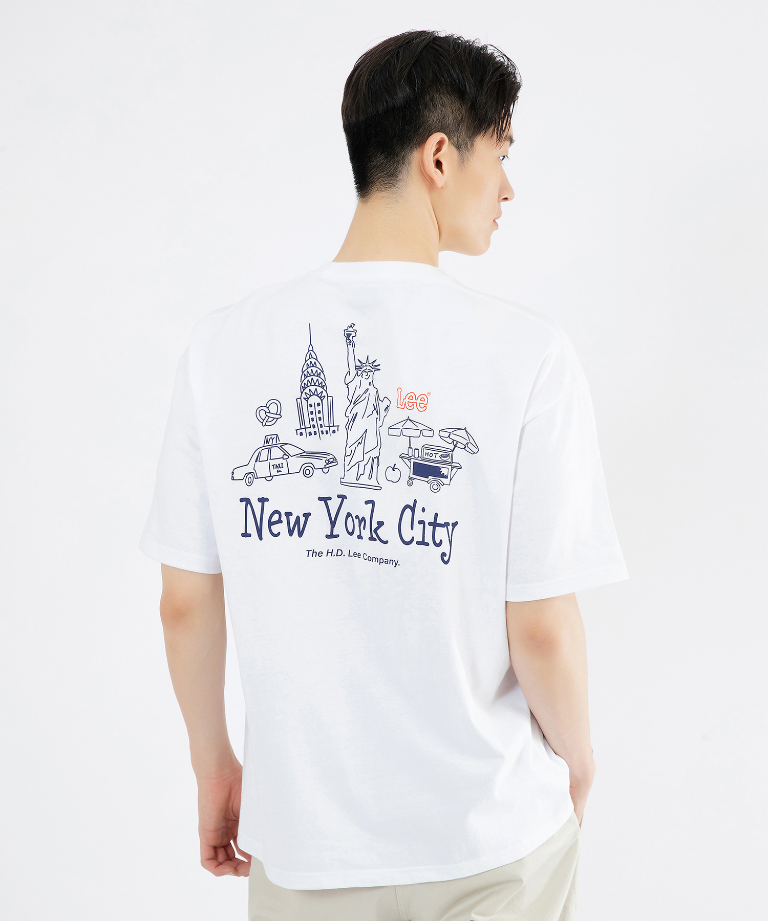 트래블 뉴욕시티 그래픽 티셔츠 화이트