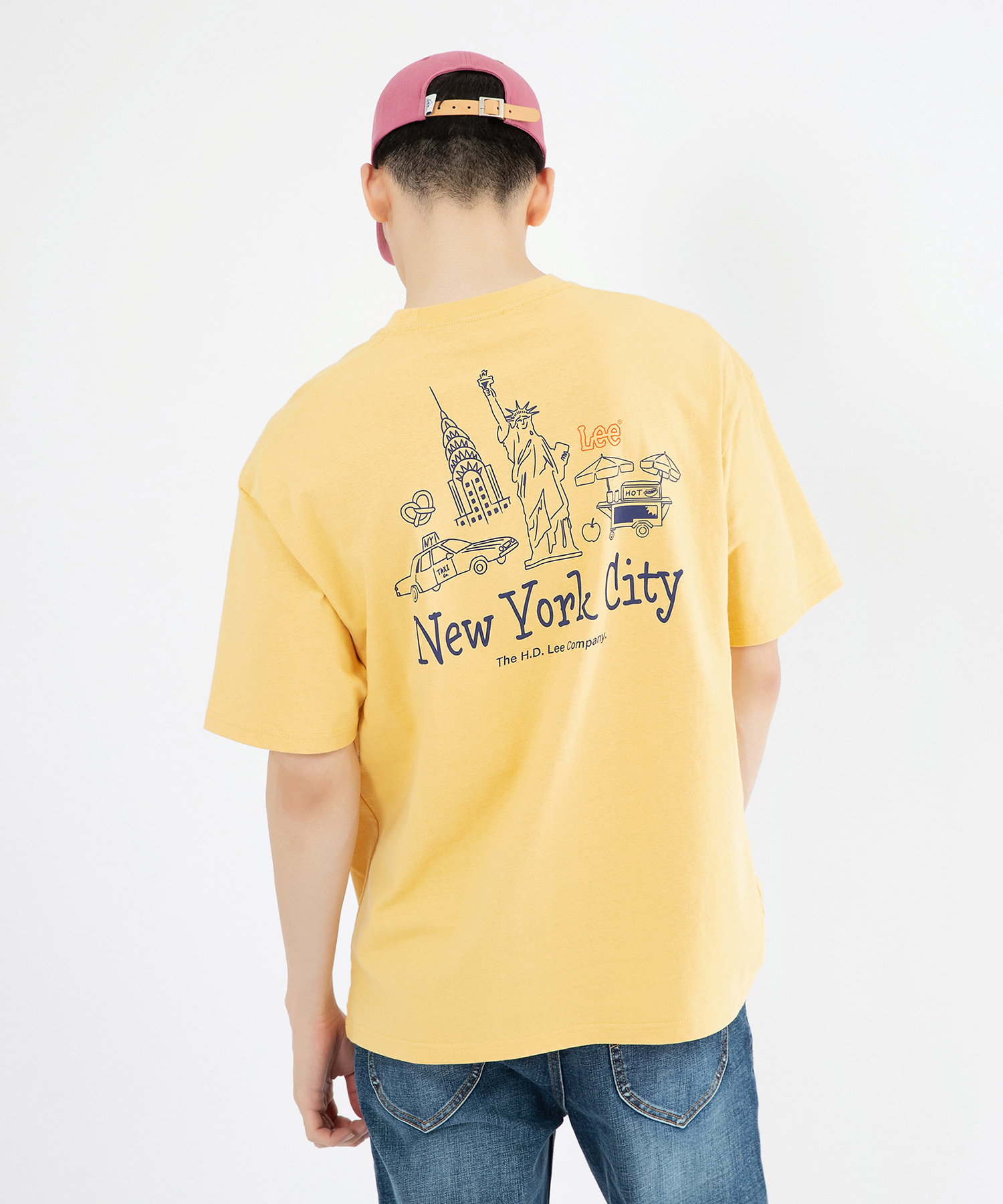 트래블 뉴욕시티 그래픽 티셔츠 옐로우