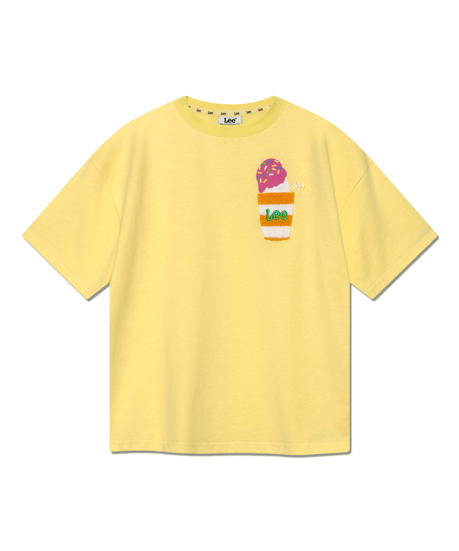 키즈 아이스크림 그래픽 반팔 티셔츠 옐로우