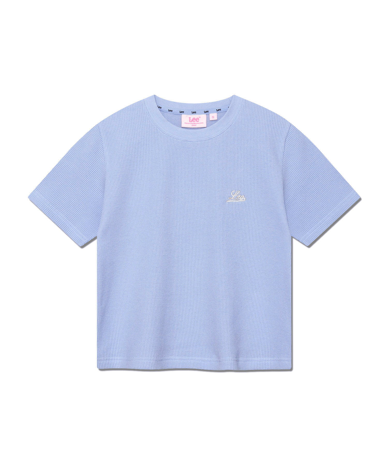 우먼 유니온 로고 와플 티셔츠 라이트 블루